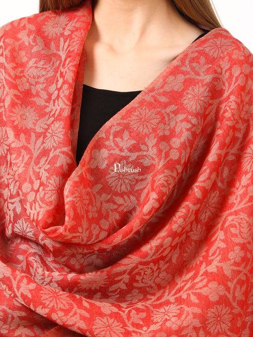 Pashtush His And Her Gift Set Of Floral Design Fine Wool Stoles With Premium Gift Box Packaging, Black and Red