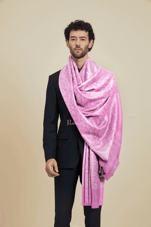 Pashtush Mens Bamboo Stole, Pasiley Weave Design, Dark Pink
