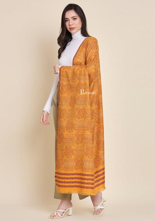 Pashtush Womens Faux Pashmina Shawl, Design, Mustard