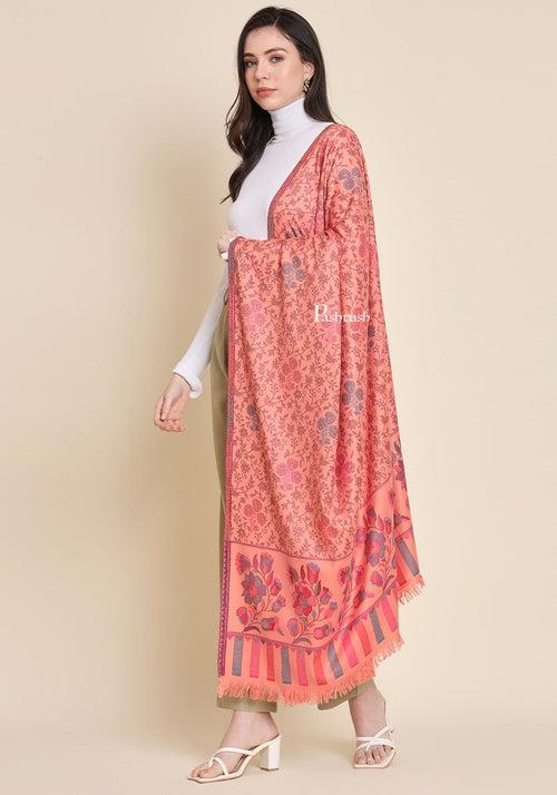 Pashtush Womens Faux Pashmina Shawl,  Design, Peach