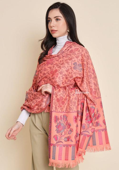 Pashtush Womens Faux Pashmina Shawl,  Design, Peach