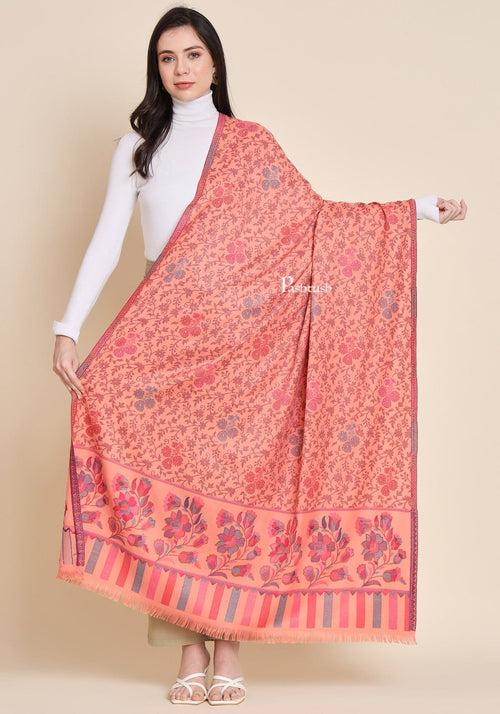 Pashtush Womens Faux Pashmina Shawl,  Design, Peach