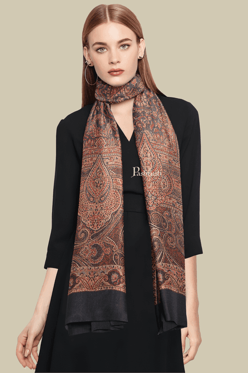 Pashtush Womens Faux Pashmina Stole,  Design, Black