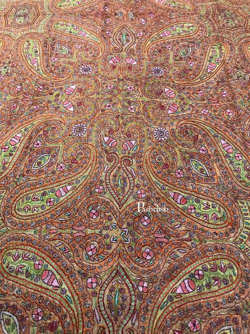 Pashtush Womens Pashmina Shawl, Handwoven with Sozni Hand Embroidery