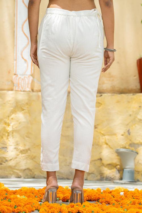 White Straight Pant