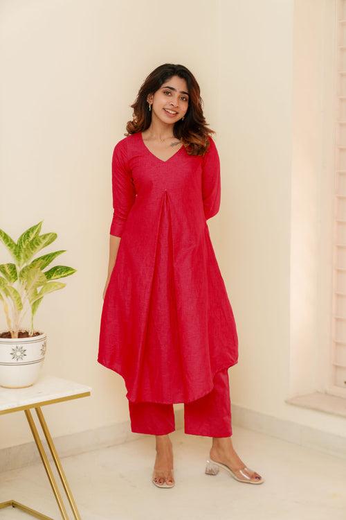 EXP - Charu Coral Pink Kurti Set