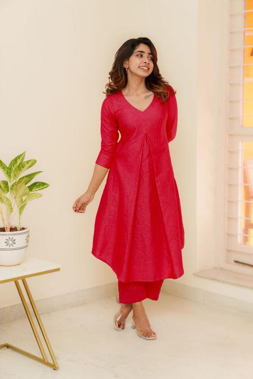 EXP - Charu Coral Pink Kurti Set