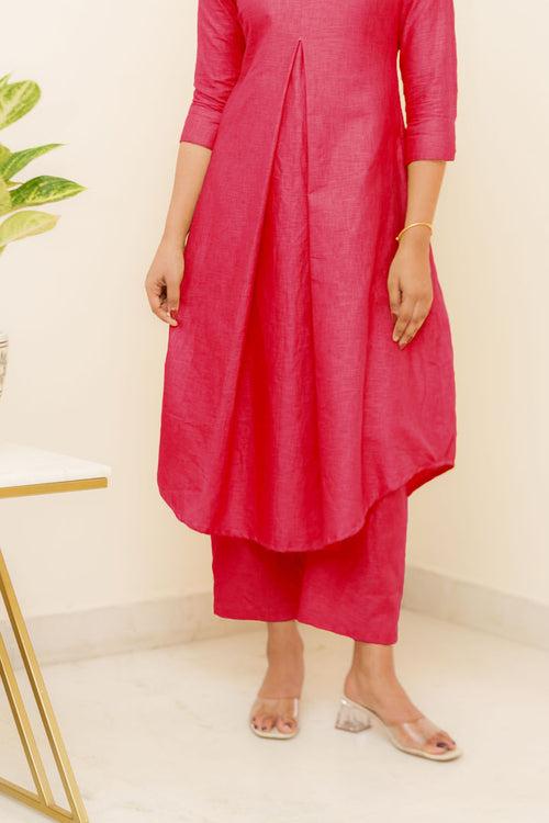 EXP - Charu Coral Pink Kurti Set