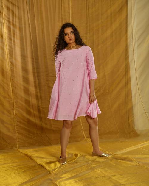 EXP - Akka Devi Sequin Swing Dress -Pink (S Available)