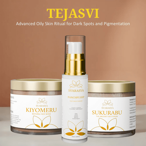 Oily Skin Ritual "Tejasvi" for Dark Spots and Pigmentation | Face Wash, Exfoliator & Moisturiser