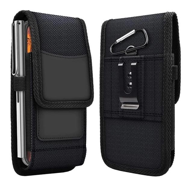 TDG Nylon Rugged Mobile Phone Holster Pouch for Men with Belt Clip & Card Holder