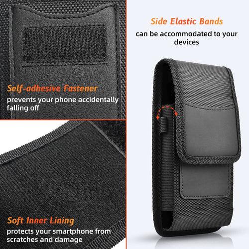 TDG Nylon Rugged Mobile Phone Holster Pouch for Men with Belt Clip & Card Holder