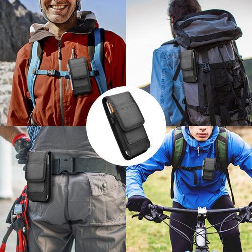 TDG Nylon Rugged Mobile Phone Holster Pouch for Men with Belt Clip & Card Holder