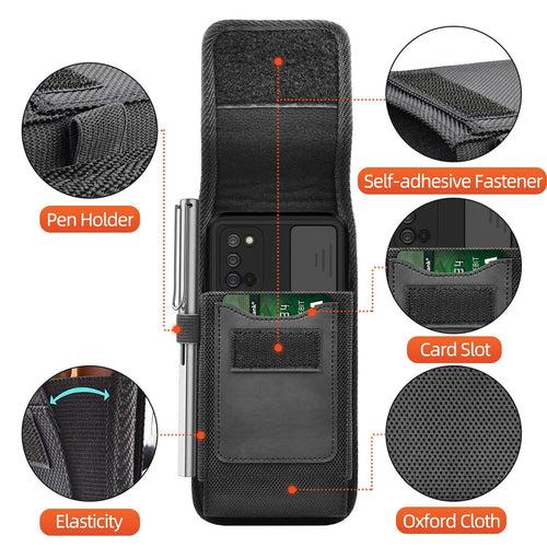 TDG Nylon Rugged Mobile Phone Holster Pouch for Men with Belt Clip & Card Holder