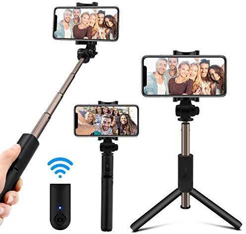 TDG K07 Selfie Stick with Tripod and Wireless Bluetooth Remote Black