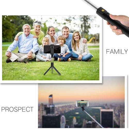 TDG K07 Selfie Stick with Tripod and Wireless Bluetooth Remote Black