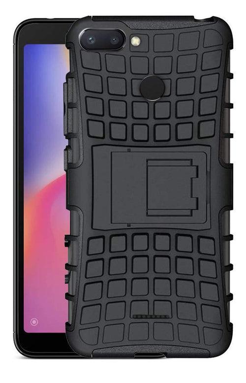 TDG OPPO F9 Pro Rugged Defender Dual Layer Back Cover Case Black