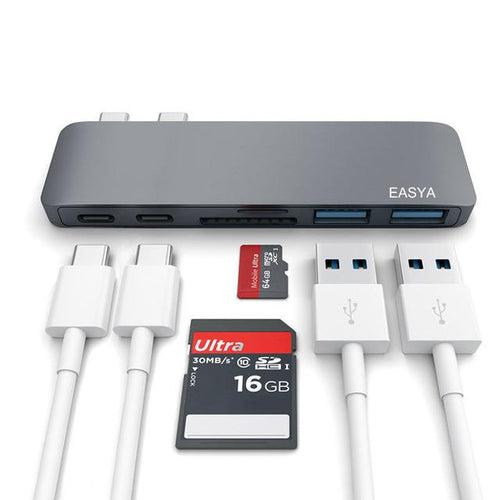 Type C (USB-C) 6 in 1 Hub with Card Reader and PD Charging Black