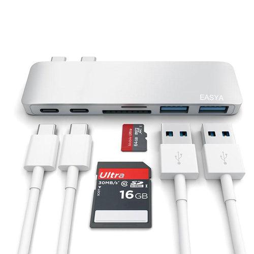 Type C (USB-C) 6 in 1 Hub with Card Reader and PD Charging Black