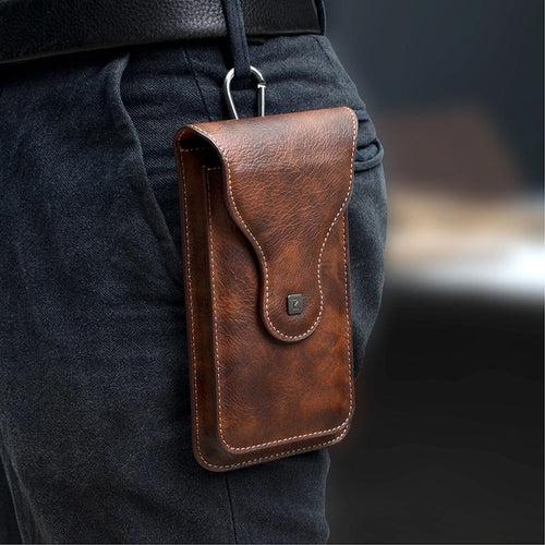 TDG PU Leather Belt Pouch for 2 Mobiles Phones