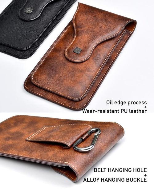 TDG PU Leather Belt Pouch for 2 Mobiles Phones
