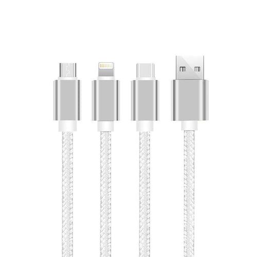 YourDeal 3 in 1 Nylon Braided USB Charging Cable for Android Apple & Type C Smartphones