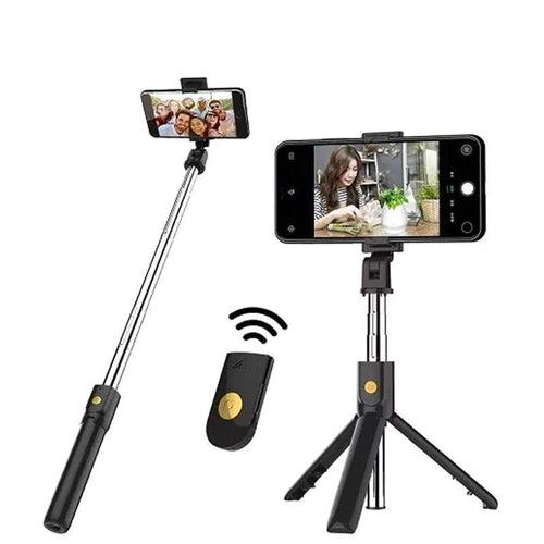 TDG K07 Selfie Stick with Tripod and Wireless Bluetooth Remote Black