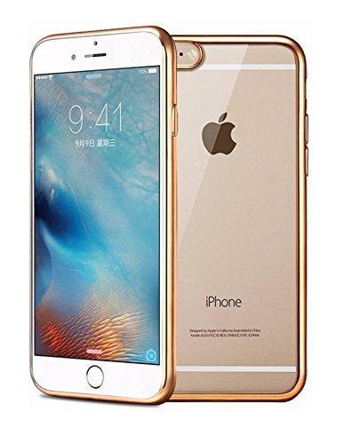 YourDeal Back Cover for Apple iPhone 6S 7 8 Plus (Transparent with Golden Border, Silicon)