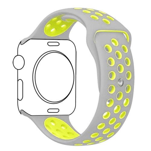 TDG Sports Silicone Watch Strap 42mm for Apple Watch 1 2 3 Grey Yellow