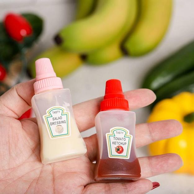 Mini Sauce Buddy bottles for tiffin & travel | set of 2 | leakproof (Red & Yellow)