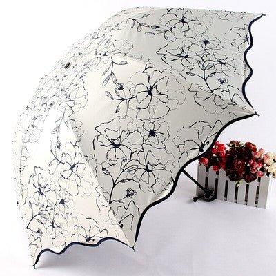 Monochrome Floral Harmony 3 fold umbrella | For Sun and rains | UV protection