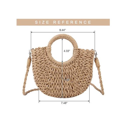 Boho Half-Round Straw Sling Cum handbag | Mini Size