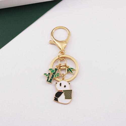 Cute metallic panda key chain / charm for keys & bags