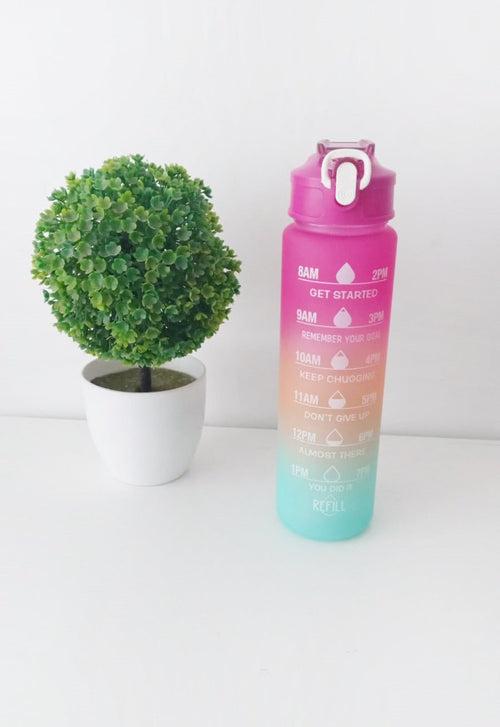 Deep Rose Ombre effect Time marked bottle for Home/School/Office/Gym/Travel | Non Toxic & Leakproof