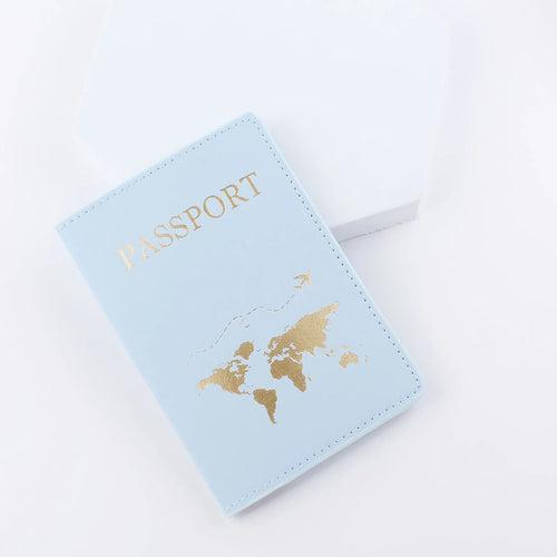 Gold foiled world map Aesthetic Pastel PU leather Passport cover holder cum card holder| Available in 6 colors