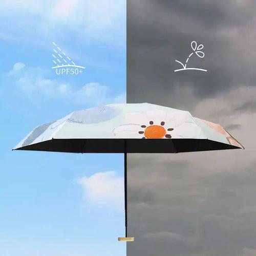 Gorgeous Oil Painting effect 6 fold umbrella with pouch | For Rains & sunny day