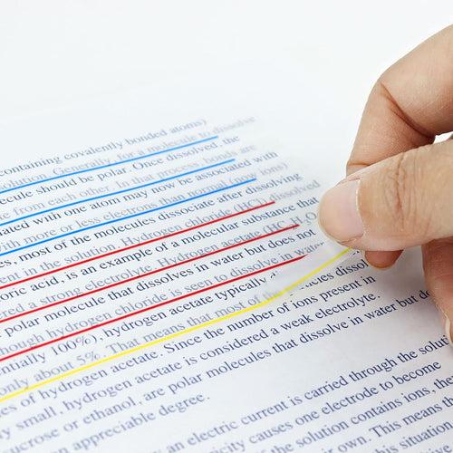 Long underlined highlighting strips Sticky notes