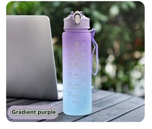 Motivational Time marked water bottle with cute stickers for Home/School/Office/Gym/Travel | Non Toxic & Leakproof | 900 ml