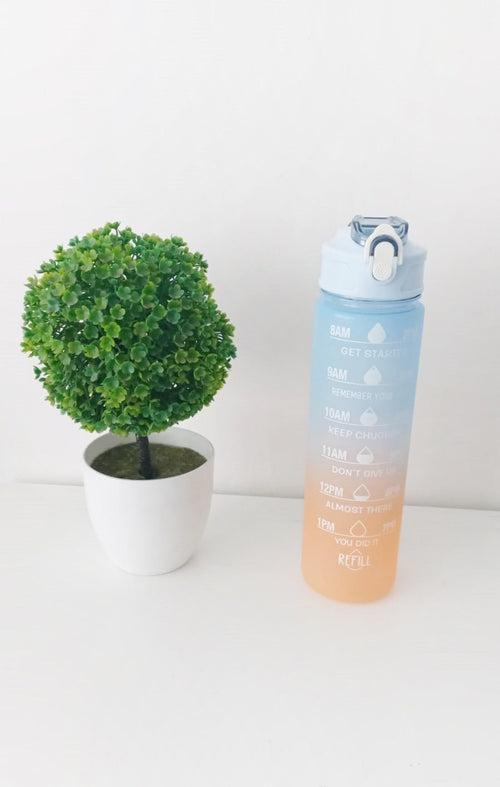 Motivational Time marked water bottle with cute stickers for Home/School/Office/Gym/Travel | Non Toxic & Leakproof | 900 ml