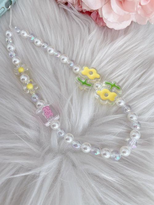 Pearl Kissed Blooms beaded charm wrist Strap accessory for phone/bag/tablet