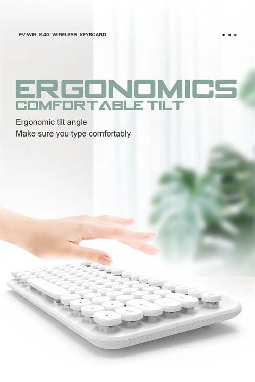 Retro Typewriter style ergonomic 2.4G Wireless Keyboard For Home/ Office | Laptop/PC