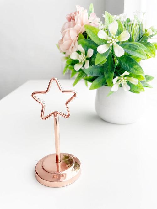 Star shaped sturdy & long metallic Place card / memo holder