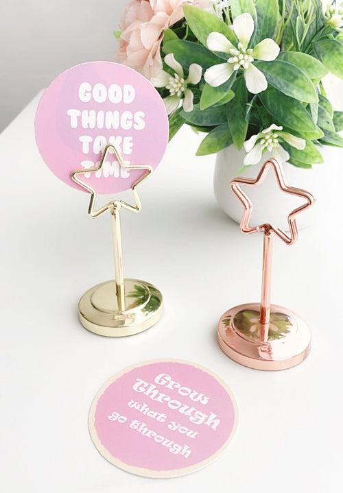 Star shaped sturdy & long metallic Place card / memo holder