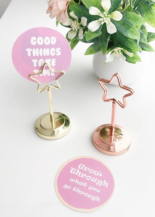 Star shaped sturdy & long metallic Place card / memo holder