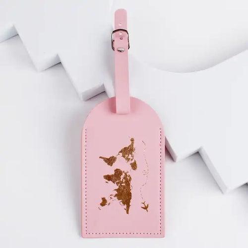 World Map Gold foiled Leather Travel Luggage Tag | Travel Accessory | Available in 3 colors