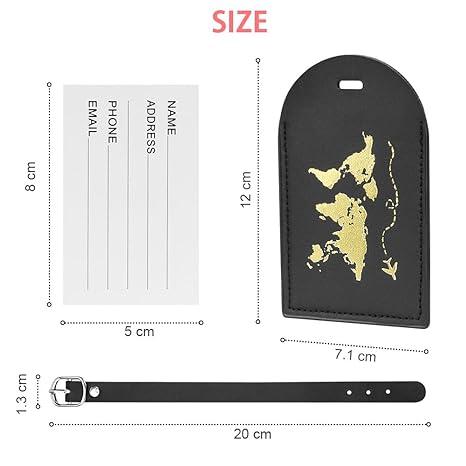 World Map Gold foiled Leather Travel Luggage Tag | Travel Accessory | Available in 3 colors