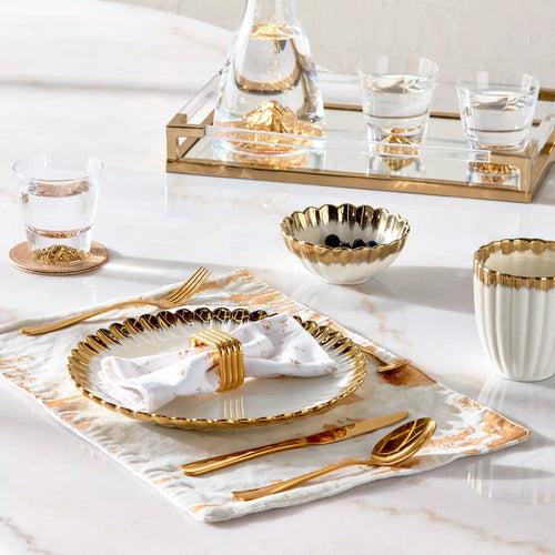 Gold Square Napkin Ring Set of 4