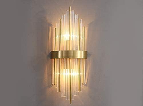 30W Led Tube Glass Crystal Gold Metal Wall Light