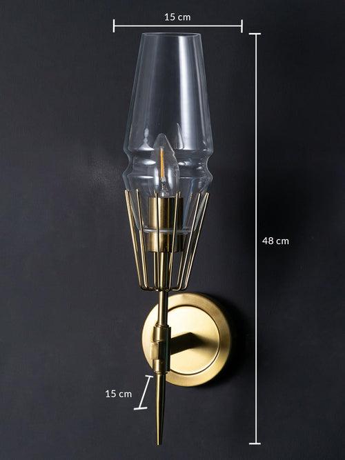 Diamond Shape Glass & Metal Golden Wall Lamp