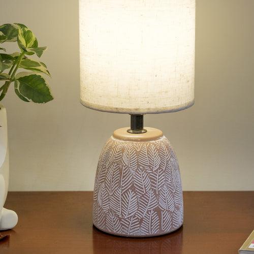 leafy Terracotta Lamp with shade